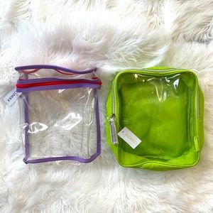 New Clinique Cosmetic Makeup Travel Bags Set Of Two (2) Clear Case Bundle
